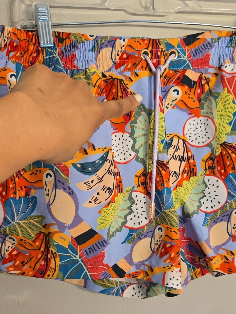 2eros Printed Bronte Lined Colorful Swim Trunks Shorts Aves Purple NWOT